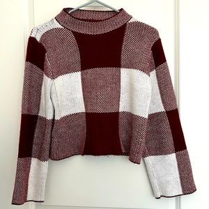 Medium maroon and white cropped sweater